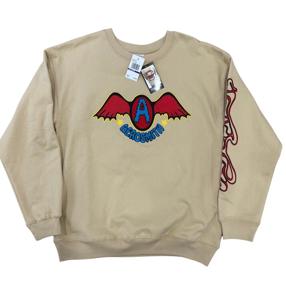 NWT Aerosmith Sweet Emotion Boston Embroidered Sweatshirt Classic Rock Medium
